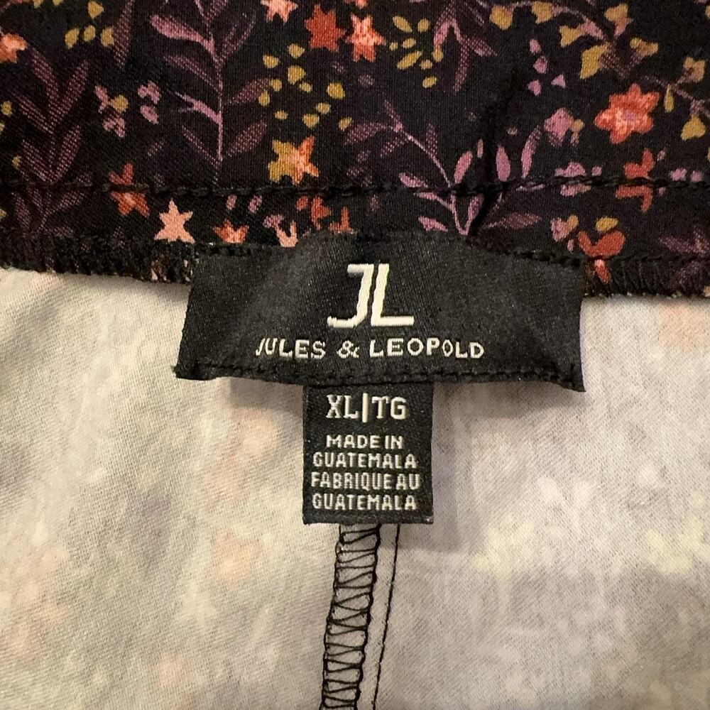 Jules & Leopold Dress Pants Sz XL Black Floral Ponte High Waist Tie Belt Ankle - Picture 7 of 10